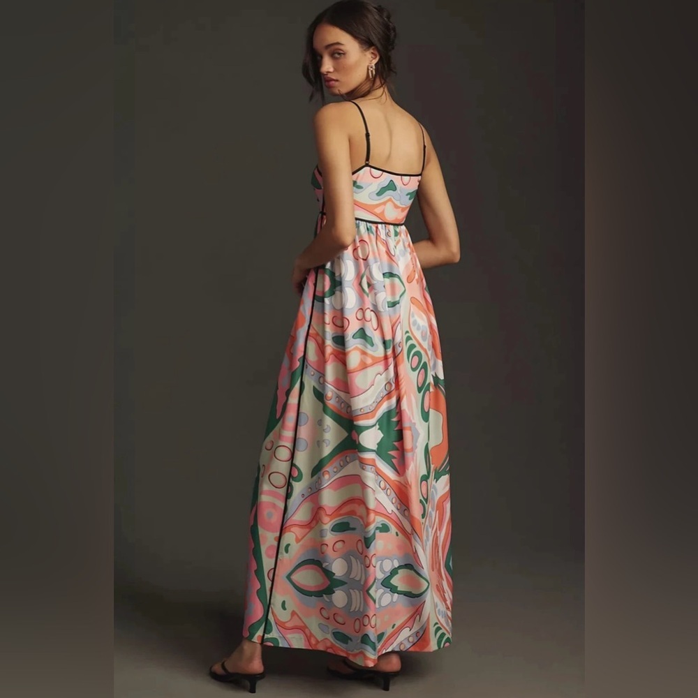 Anthropologie English Factory Sleeveless Babydoll Maxi Dress Sz Med Multicolor - Picture 2 of 11
